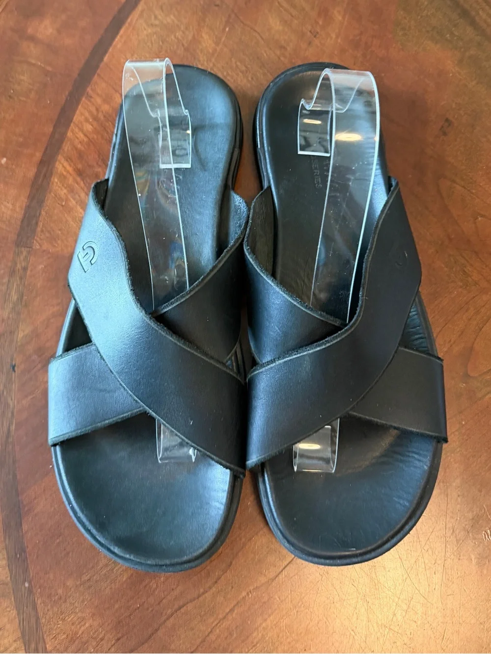 Cole Haan Grand Ambition Black Leather Slides Men’s Size 12 Criss Cross Sandals